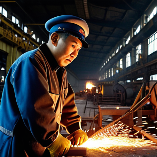 **Image Prompt:** "Nursultan Nazarbayev, from worker to leader. Young Nazarbayev working in Temirtau steel mill, determined expression, socialist realism style, dramatic lighting."